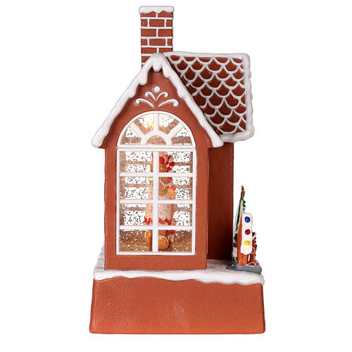 Gingerbread house snow globe lights and movement 25 cm 7