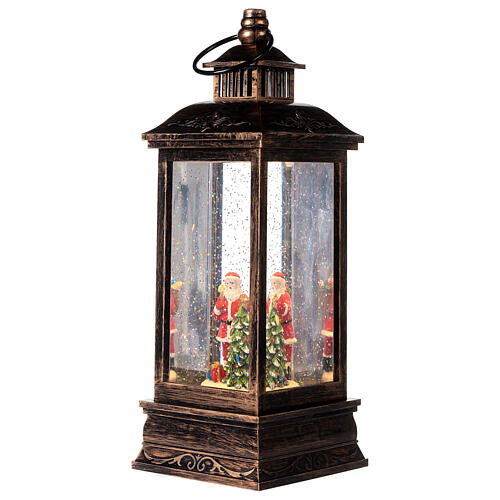 Bronze lantern with Santa's snow globe and projector 12 in 5