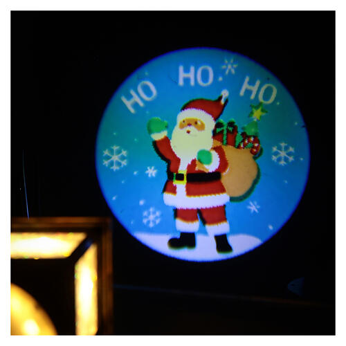 Lanterna proiettore Babbo Natale con neve bronzo luci 30 cm 4