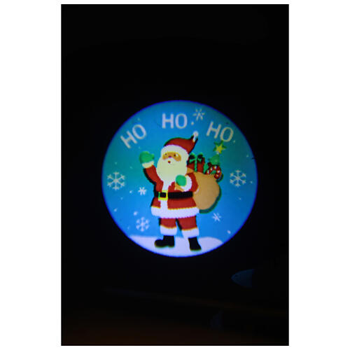 Lanterna proiettore Babbo Natale con neve bronzo luci 30 cm 6