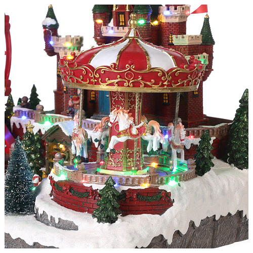 Christmas village set: big wheel and carousel 20x12x13 in 4
