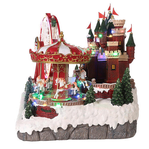 Christmas village set: big wheel and carousel 20x12x13 in 8