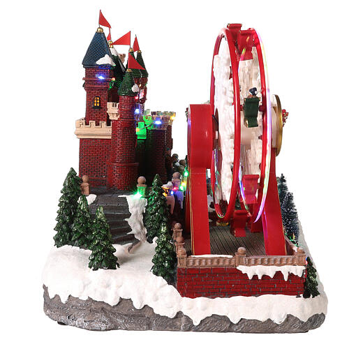 Village de Noël roue panoramique et carrousel 50x30x35 cm 6