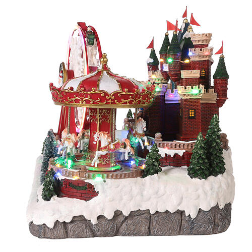 Village de Noël roue panoramique et carrousel 50x30x35 cm 8