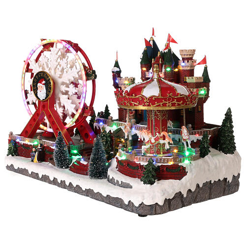 Christmas village ferris wheel and carousel 50x30x35 cm 5