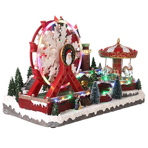 Christmas village ferris wheel and carousel 50x30x35 cm 7