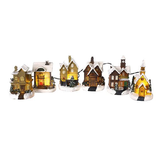 Set de 24 pcs pour Villages de Noël miniatures, figurines et maisons avec lumières LED 5-15 cm 2