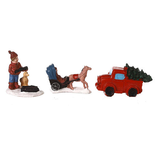 Set de 24 pcs pour Villages de Noël miniatures, figurines et maisons avec lumières LED 5-15 cm 5