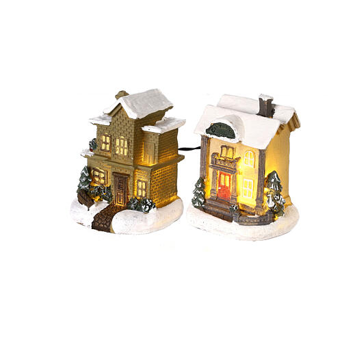 Set de 24 pcs pour Villages de Noël miniatures, figurines et maisons avec lumières LED 5-15 cm 6