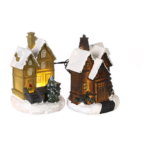 Set de 24 pcs pour Villages de Noël miniatures, figurines et maisons avec lumières LED 5-15 cm 8