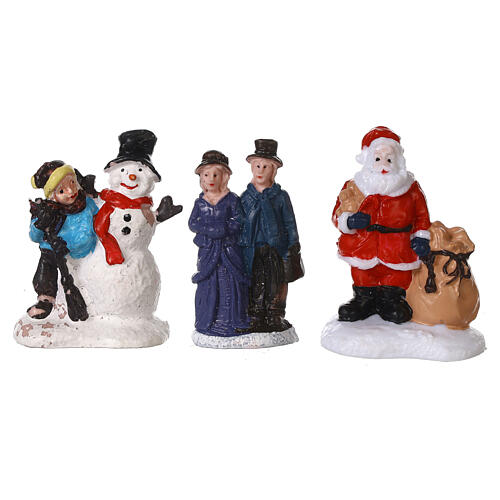 Conjunto 24 figuras para aldeias de Natal em miniatura com luzes LED, 5-15 cm 3