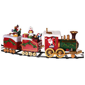 Zug mit Weihnachtsmann in Bewegung mit Lichtern, 50x15x35