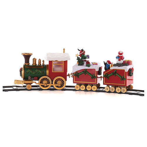 Zug mit Weihnachtsmann in Bewegung mit Lichtern, 50x15x35 13