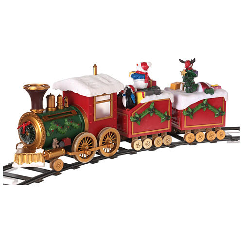 Santa's train for Christmas tree, motion and lights, 20x6x14 in 8