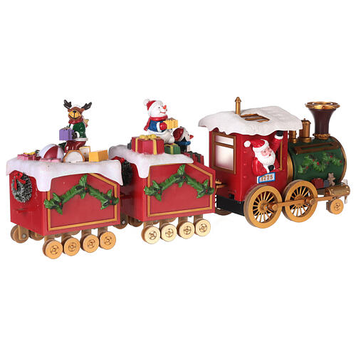 Santa's train for Christmas tree, motion and lights, 20x6x14 in 9