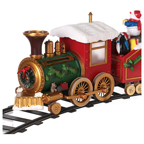 Train de Père Noël pour sapin mouvement avec lumières 50x15x35 cm 11