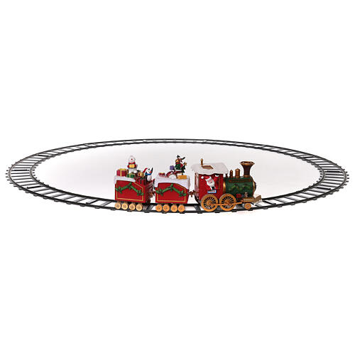 Pociąg Świętego Mikołaja ruchomy i podświetlany pod choinkę 50x15x35 cm 4