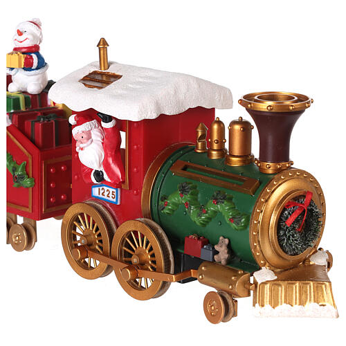 Pociąg Świętego Mikołaja ruchomy i podświetlany pod choinkę 50x15x35 cm 7