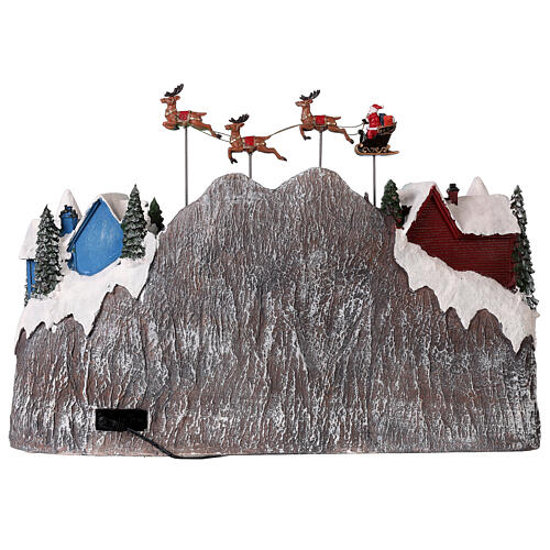 Miasteczko bożonarodzeniowe, Święty Mikołaj w saniach z reniferami, 40x60x30 cm 9