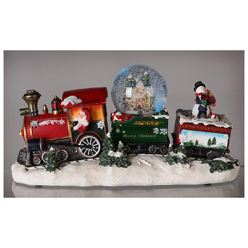 Christmas train with snow globe, lights and motion, 8x14x4 in 2