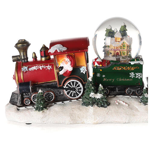 Christmas train with snow globe, lights and motion, 8x14x4 in 3