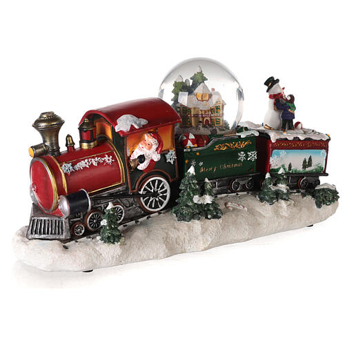 Christmas train with snow globe, lights and motion, 8x14x4 in 7