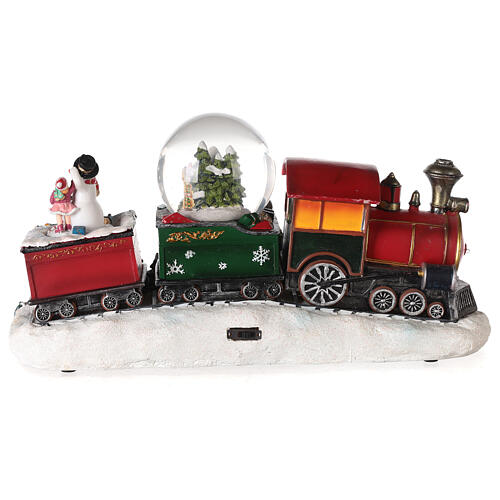 Christmas train with snow globe, lights and motion, 8x14x4 in 10