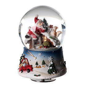 Christmas snow globe and music box with Santa and squirrel 6x4x4 in
