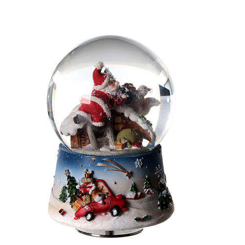 Christmas snow globe and music box with Santa and squirrel 6x4x4 in 4