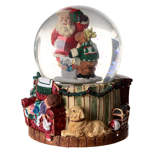 Christmas snow globe and music box with Santa and reindeer 6x4x4 in 3
