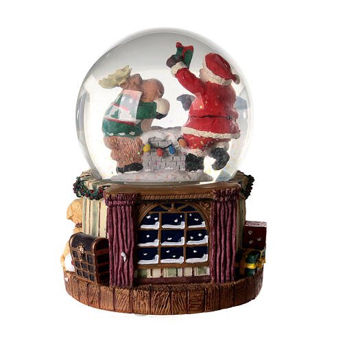 Boule à neige Père Noël et renne avec boîte à musique 15x10x10 cm 5
