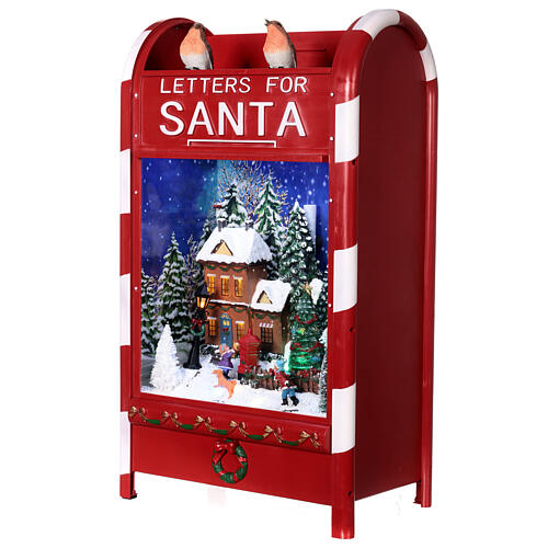 Cenário natalino numa caixa de correio iluminada com neve 60x30x20 cm 2