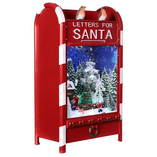Cenário natalino numa caixa de correio iluminada com neve 60x30x20 cm 3