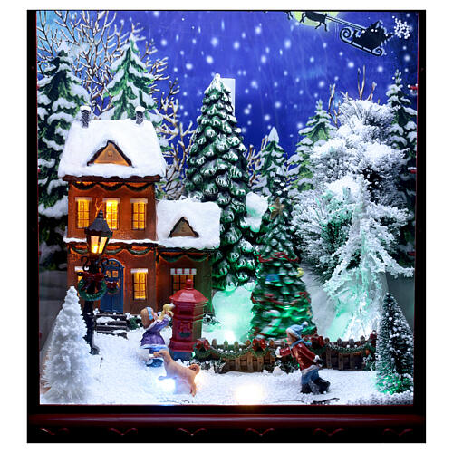 Cenário natalino numa caixa de correio iluminada com neve 60x30x20 cm 4