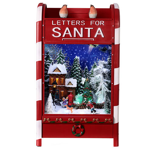 Cenário natalino numa caixa de correio iluminada com neve 60x30x20 cm 5