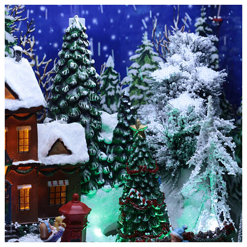 Cenário natalino numa caixa de correio iluminada com neve 60x30x20 cm 7
