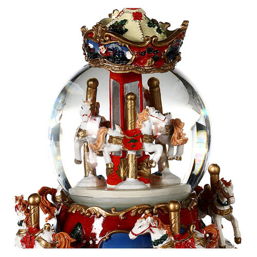 Christmas snow globe with animated carousel 8x6x6 in 2
