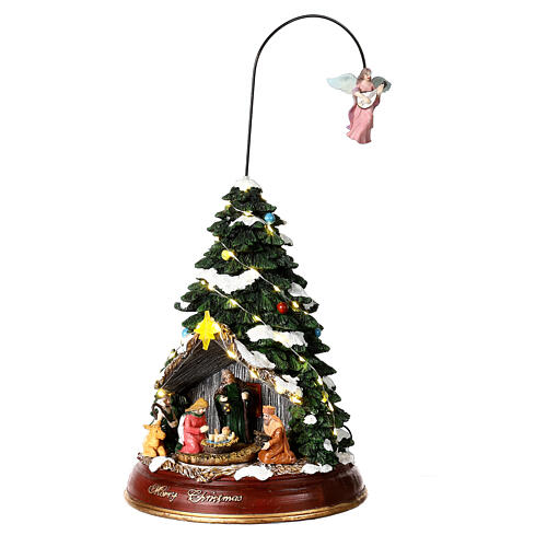 Christmas tree with Nativity, mouvement and lights, 16 in 4