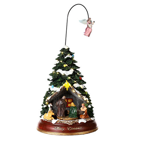 Christmas tree with Nativity, mouvement and lights, 16 in 8