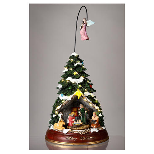 Árvore de Natal com Natividade movimento e luzes 40 cm 3