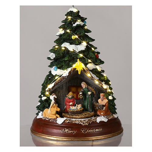 Árvore de Natal com Natividade movimento e luzes 40 cm 5