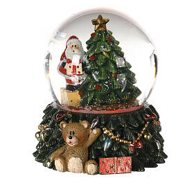 Glaskugel Weihnachtsmann Baum und Bär, 10x5x5
