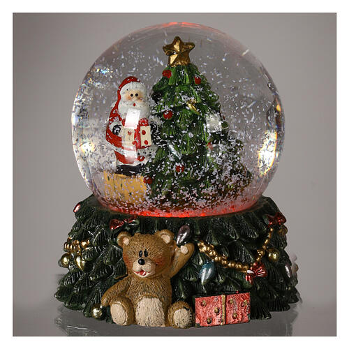 Boule à neige Père Noël sapin et ourson 10x5x5 cm 4