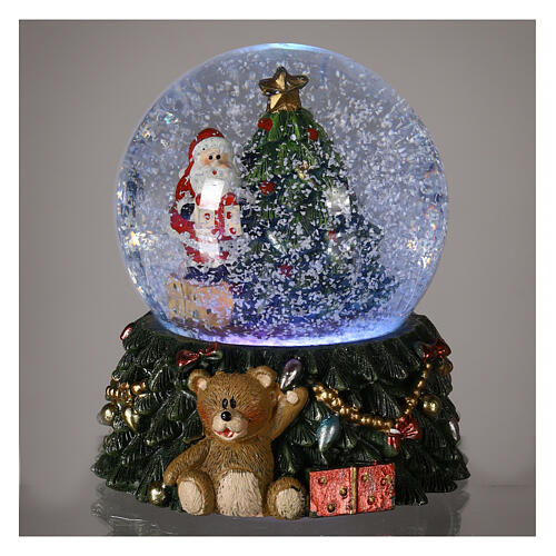 Sfera di vetro neve Babbo Natale albero orsetto 10x5x5 2