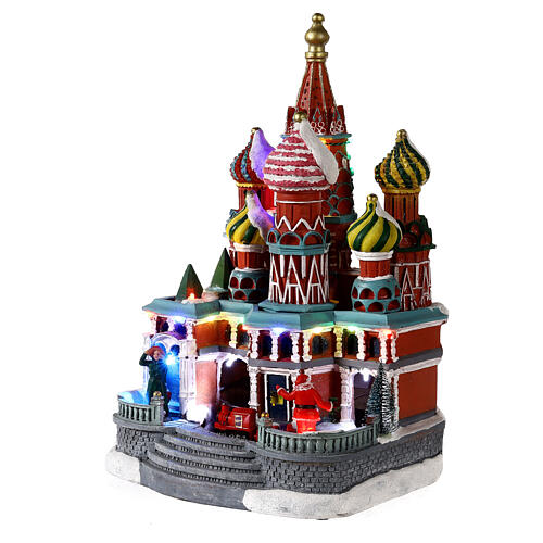 St Basil's Cathedral with animation and multicoloured LED lights 14x8x8 in 3