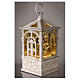 Lantern with snow and miniature village, LED lights and motion, 10x4x4 in s4
