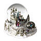 Snow globe with blue and red villa, double globe and sled, 6x6x6 in s4