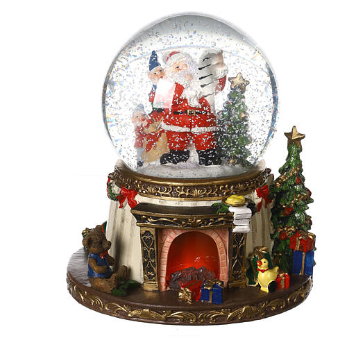Snow globe with Santa Claus, snow and chimney with LED 20x15x15 cm 1