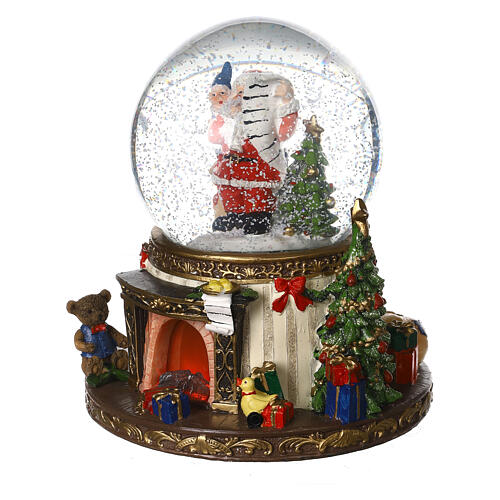 Snow globe with Santa Claus, snow and chimney with LED 20x15x15 cm 3