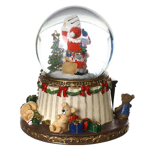 Snow globe with Santa Claus, snow and chimney with LED 20x15x15 cm 5